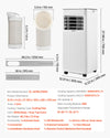 Product dimensions and included accessories diagram for VEVOR portable air conditioner