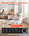 Remote control and LED touch panel with airflow adjustment (batteries not included)