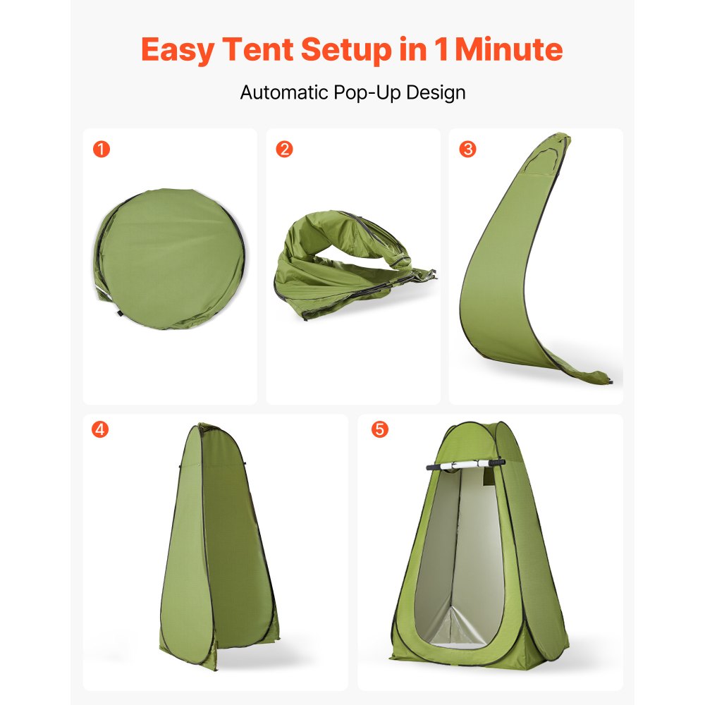 VEVOR Portable Toilet Kit, 330 lbs Load Capacity, Folding Camping Toilet with Pop-Up Privacy Tent, Outdoor Travel Potty for Adults with Carry Bags, Trash Bags, Suitable for RV Travel, Camping, Hiking