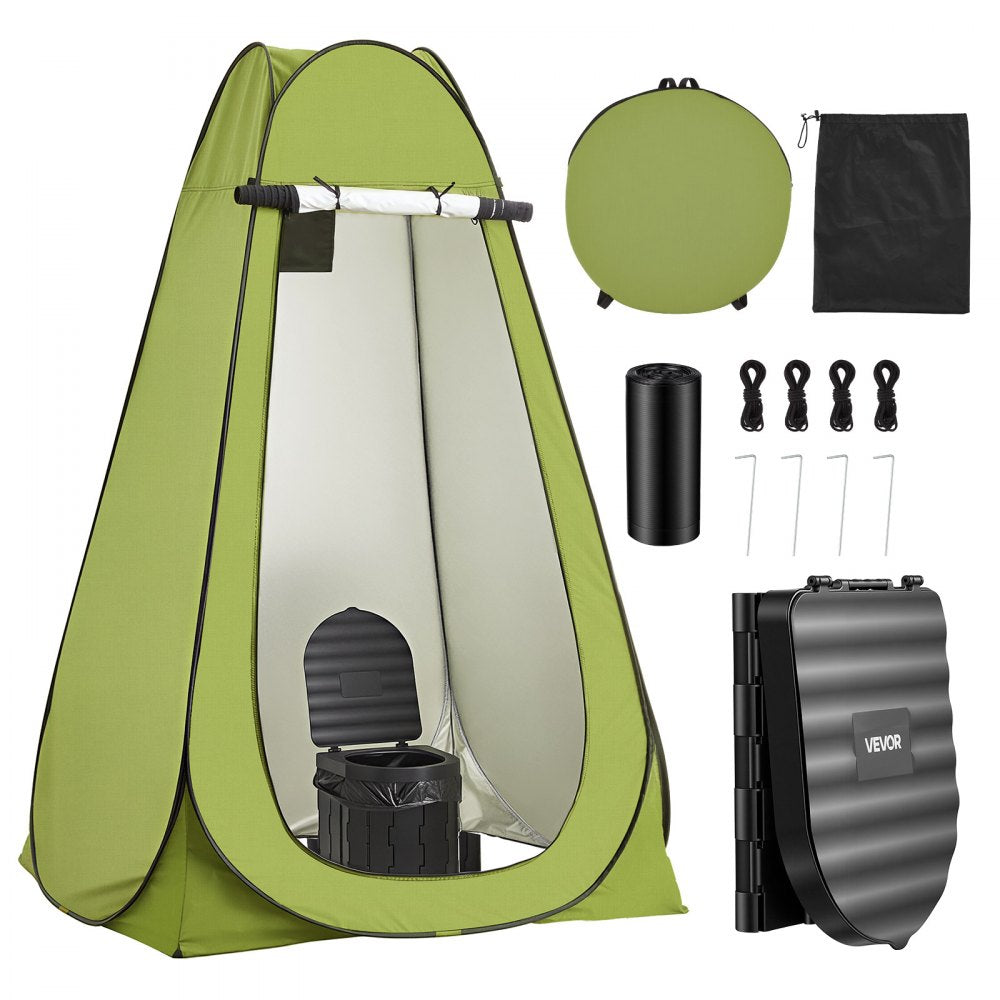 VEVOR Portable Toilet Kit, 330 lbs Load Capacity, Folding Camping Toilet with Pop-Up Privacy Tent, Outdoor Travel Potty for Adults with Carry Bags, Trash Bags, Suitable for RV Travel, Camping, Hiking