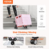 VEVOR Foldable Utility Cart, 65L Collapsible Portable Crate Rolling Cart with Stair Climbing Wheels & 360° Swivel Wheels, Hand Cart with Telescoping Handle for Shopping Office Moving Teacher, Pink