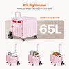 VEVOR Foldable Utility Cart, 65L Collapsible Portable Crate Rolling Cart with Stair Climbing Wheels & 360° Swivel Wheels, Hand Cart with Telescoping Handle for Shopping Office Moving Teacher, Pink