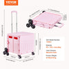 VEVOR Foldable Utility Cart, 65L Collapsible Portable Crate Rolling Cart with Stair Climbing Wheels & 360° Swivel Wheels, Hand Cart with Telescoping Handle for Shopping Office Moving Teacher, Pink