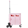 VEVOR Foldable Utility Cart, 65L Collapsible Portable Crate Rolling Cart with Stair Climbing Wheels & 360° Swivel Wheels, Hand Cart with Telescoping Handle for Shopping Office Moving Teacher, Pink