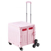 VEVOR Foldable Utility Cart, 65L Collapsible Portable Crate Rolling Cart with Stair Climbing Wheels & 360° Swivel Wheels, Hand Cart with Telescoping Handle for Shopping Office Moving Teacher, Pink
