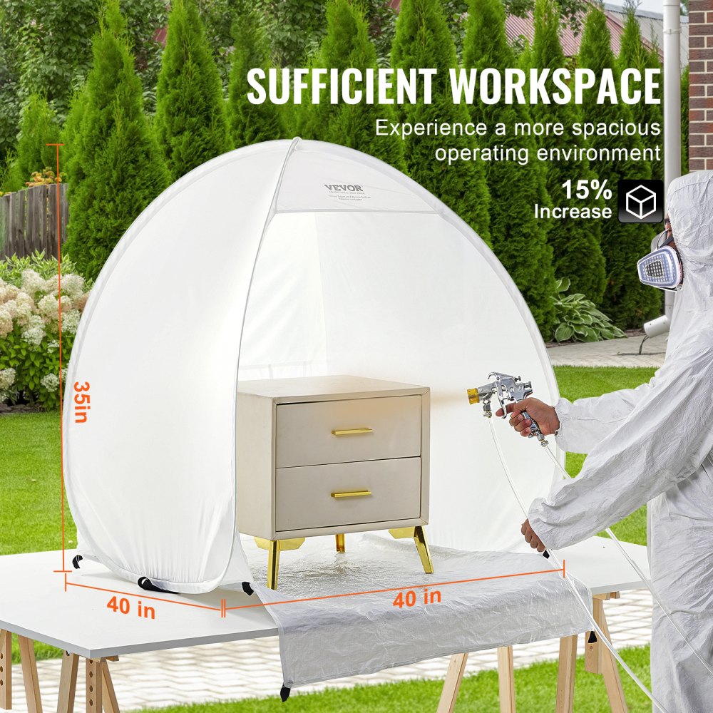 VEVOR Spray Paint Shelter, 40 x 35 x 40 in Pop-Up Portable Spray Paint Tent with Built-In Floor, Exhaust Window and Storage Bag, Foldable Paint Booth for Furniture, DIY Hobby Tool Painting Station