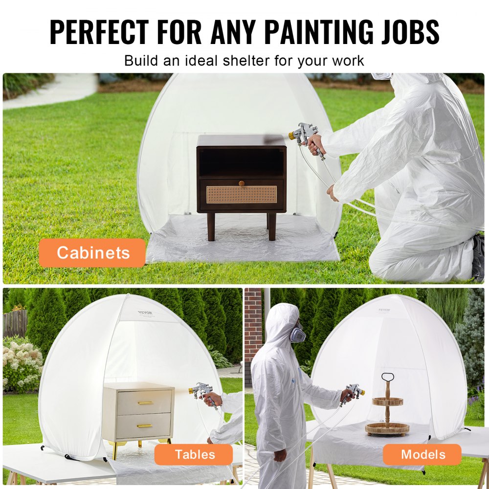 VEVOR Spray Paint Shelter, 40 x 35 x 40 in Pop-Up Portable Spray Paint Tent with Built-In Floor, Exhaust Window and Storage Bag, Foldable Paint Booth for Furniture, DIY Hobby Tool Painting Station