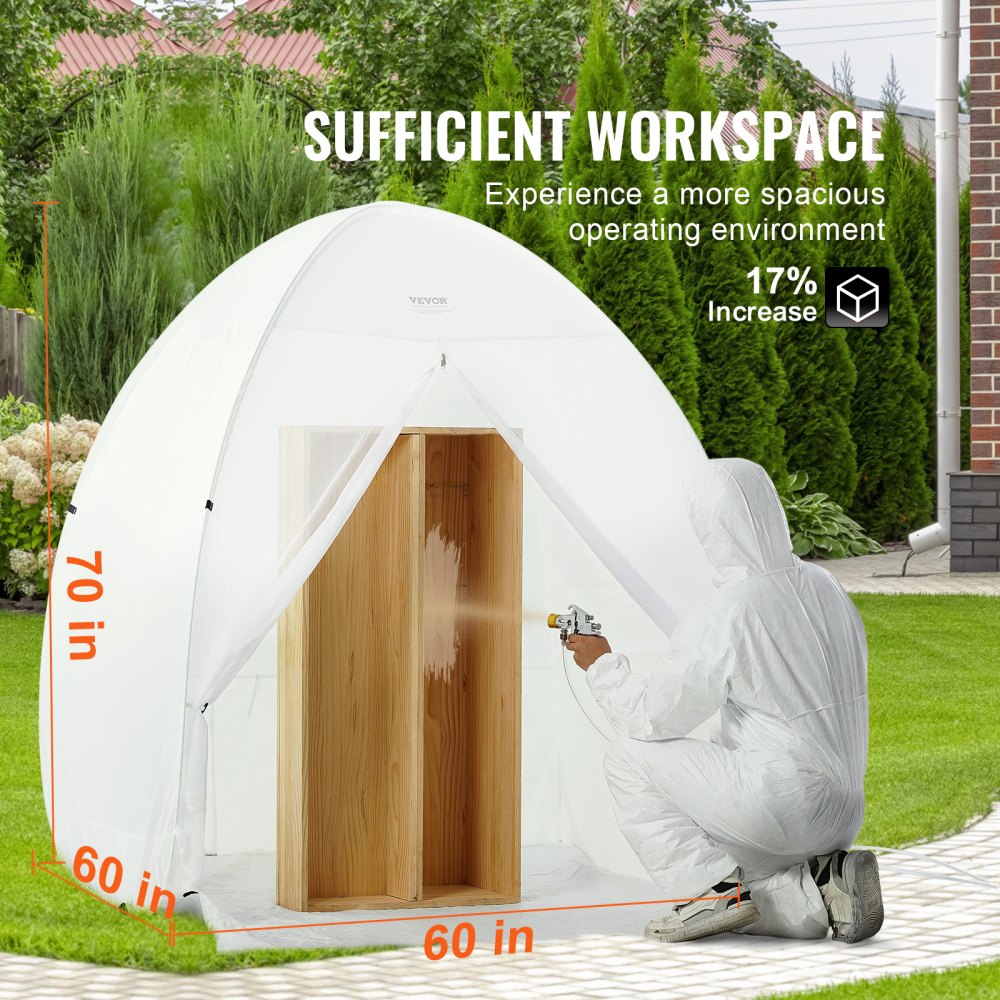 VEVOR Spray Paint Shelter, 60 x 60 x 70 in Pop-Up Portable Spray Paint Tent with Built-In Floor, Exhaust Window and Storage Bag, Foldable Paint Booth for Furniture, DIY Hobby Tool Painting Station