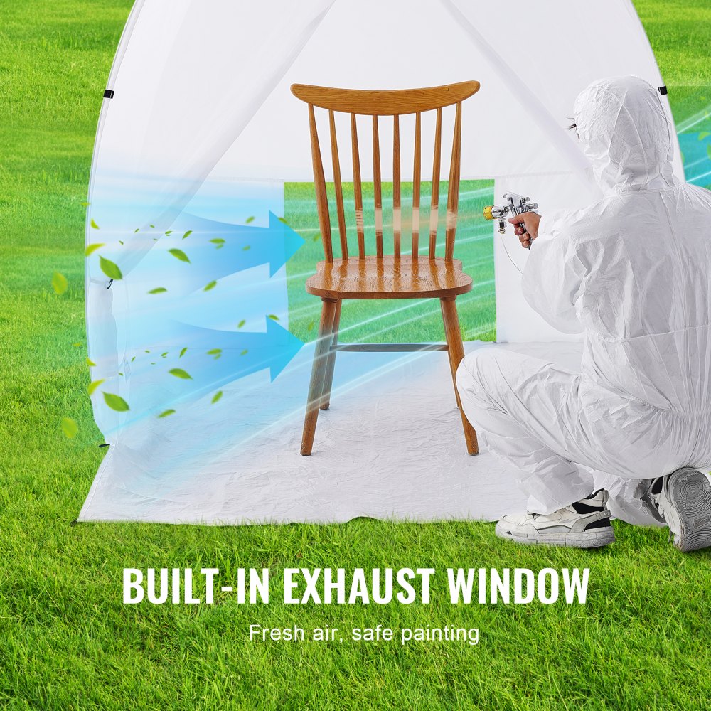 VEVOR Spray Paint Shelter, 60 x 60 x 70 in Pop-Up Portable Spray Paint Tent with Built-In Floor, Exhaust Window and Storage Bag, Foldable Paint Booth for Furniture, DIY Hobby Tool Painting Station
