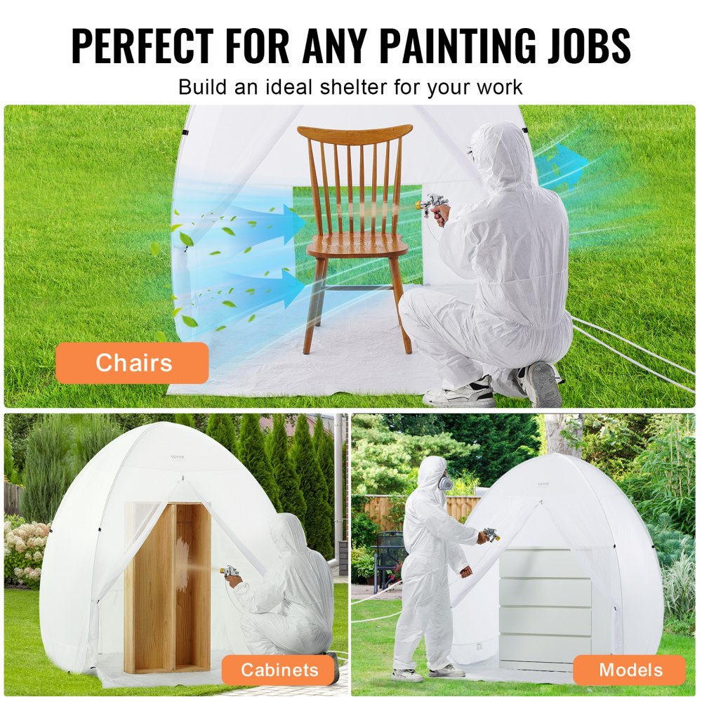VEVOR Spray Paint Shelter, 60 x 60 x 70 in Pop-Up Portable Spray Paint Tent with Built-In Floor, Exhaust Window and Storage Bag, Foldable Paint Booth for Furniture, DIY Hobby Tool Painting Station