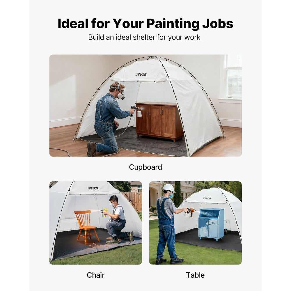 VEVOR Portable Paint Booth Tent, 115.35 x 90.55 x 74 inch Painting Tent Station, Spray Shelter with Built-in Floor & Mesh Screen, Large Space, Oxford Spray Painting Tents for Cupboard, Chairs, Tables