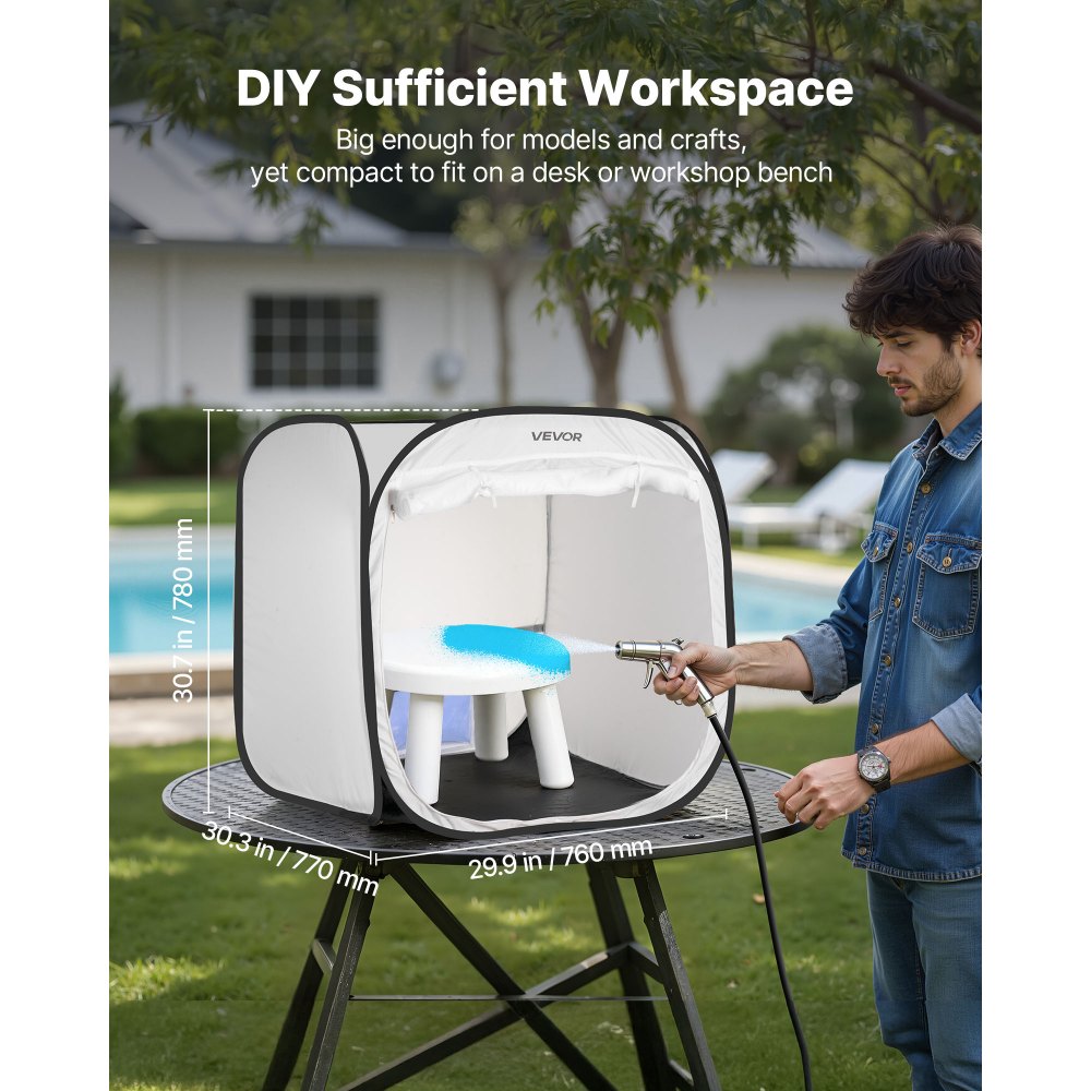 VEVOR Portable Paint Booth Tent, 28.3 x 28.5 x 29.5 inch Pop-Up Portable Spray Paint Tent with Mesh Door, Spray Painting Tents for Cabinets, Chairs, Models, Tables, Pop-Up Design, Efficient Airflow