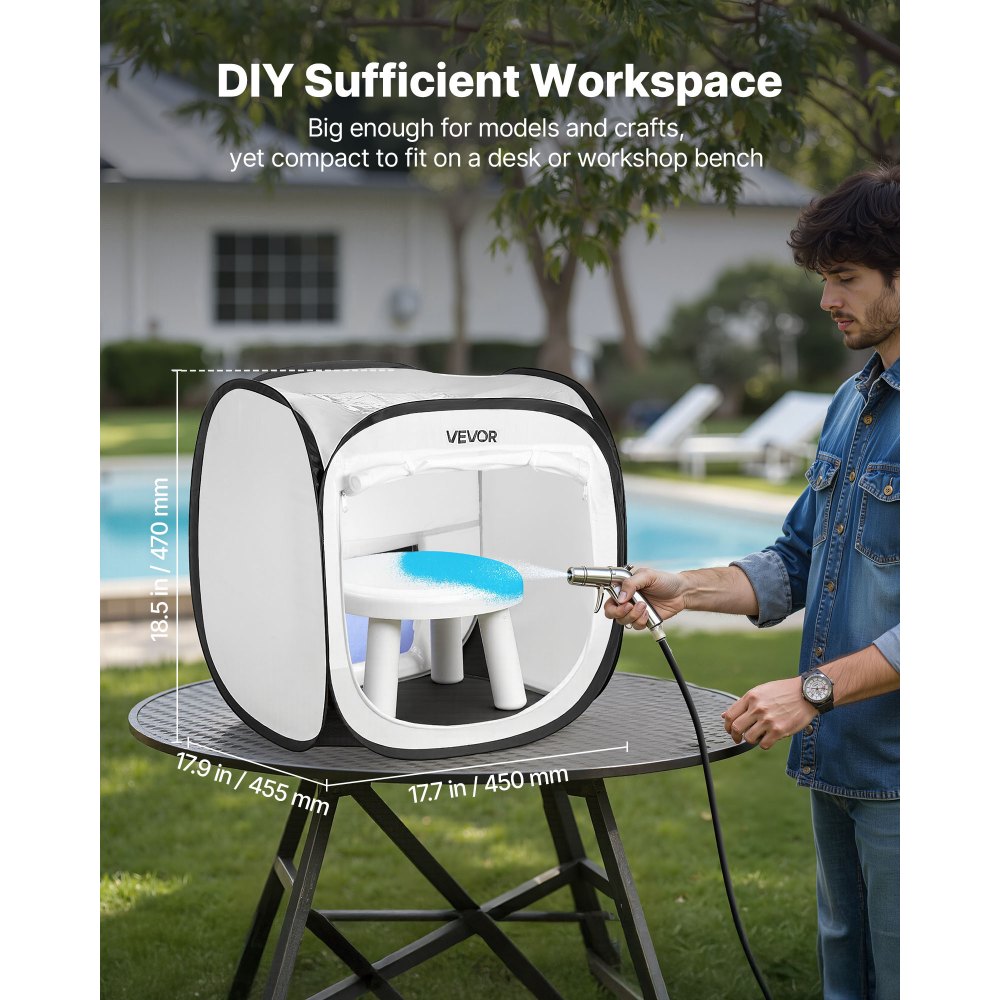VEVOR Portable Paint Booth Tent, 15.94 x 15.94 x 16.9 inch Pop-Up Portable Spray Paint Tent with Mesh Door, Spray Painting Tents for Small Models, Sculptures, Vases, Photo Frames, Pop-Up Design