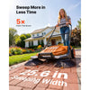 VEVOR Walk-Behind Hand Push Floor Sweeper, Manual Floor Sweeper Non-Electric with 25.6" Sweeping Width, 5 Gallons Waste Container & Adjustable Folding Handle for Yards Walkways Patios Garages - Orange