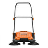 VEVOR Walk-Behind Hand Push Floor Sweeper, Manual Floor Sweeper Non-Electric with 25.6" Sweeping Width, 5 Gallons Waste Container & Adjustable Folding Handle for Yards Walkways Patios Garages - Orange