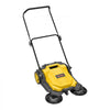 VEVOR Walk-Behind Hand Push Floor Sweeper, Manual Floor Sweeper Non-Electric with 25.6" Sweeping Width, 5 Gallons Waste Container & Adjustable Folding Handle for Yards Walkways Patios Garages - Yellow
