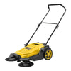 VEVOR Walk-Behind Hand Push Floor Sweeper, Manual Floor Sweeper Non-Electric with 25.6" Sweeping Width, 5 Gallons Waste Container & Adjustable Folding Handle for Yards Walkways Patios Garages - Yellow