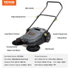VEVOR Walk-behind Hand Push Floor Sweeper, 25.6" Sweeping Width Floor Sweeper Manual Non-Electric, 5-Gallon Waste Container, Angle & Height Adjustable Folding Handle for Walkway, Yard, Garage, Patio