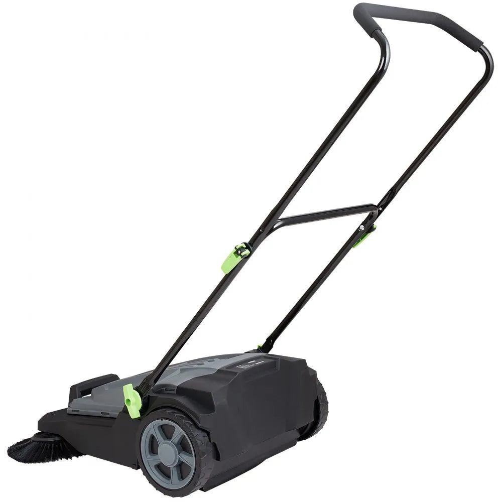 VEVOR Walk-behind Hand Push Floor Sweeper, 25.6" Sweeping Width Floor Sweeper Manual Non-Electric, 5-Gallon Waste Container, Angle & Height Adjustable Folding Handle for Walkway, Yard, Garage, Patio