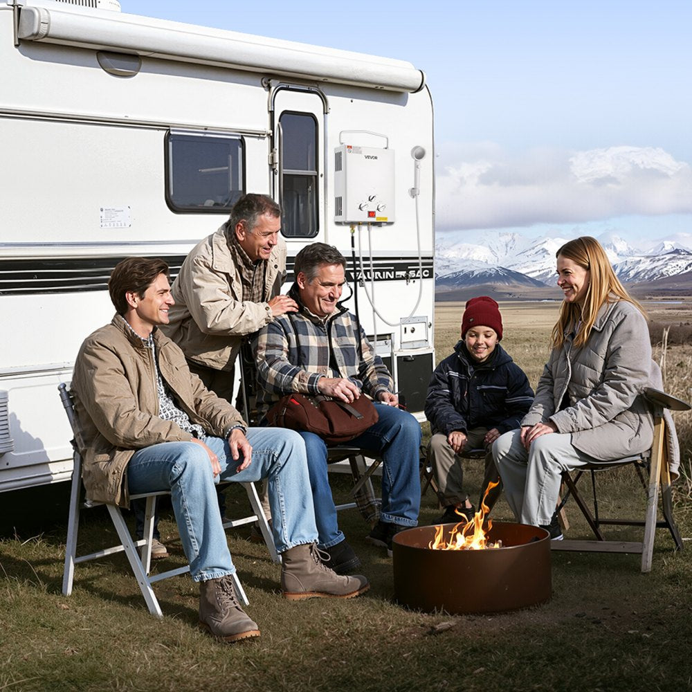 VEVOR Portable Propane Water Heater, 5L Tankless Outdoor Water Heater, 34000 BTU 1.32 GPM Instant Hot Water, with Accessory Set + Regulator +Water Pump for RV Camping Trips Cabins Barns