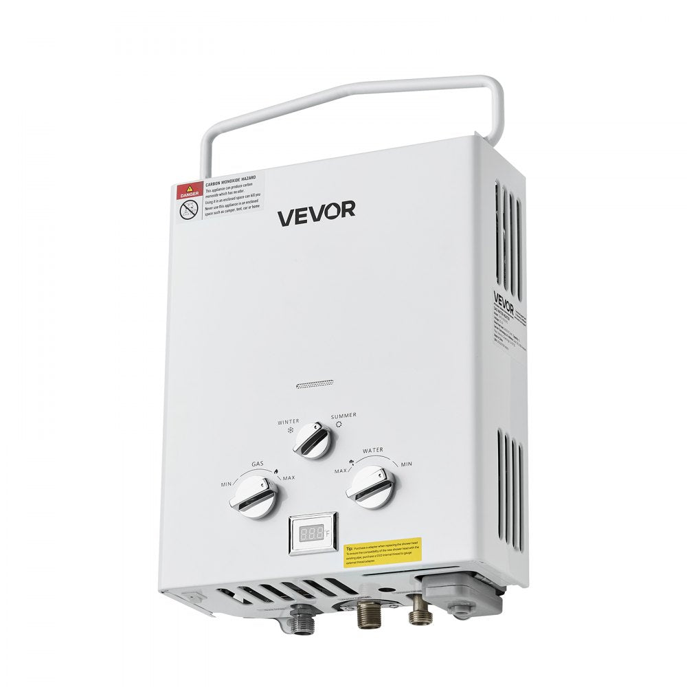 VEVOR Portable Propane Water Heater, 5L Tankless Outdoor Water Heater, 34000 BTU 1.32 GPM Instant Hot Water, with Accessory Set + Regulator +Water Pump for RV Camping Trips Cabins Barns
