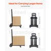 VEVOR Folding Hand Truck, 290 lbs Load Capacity, Collapsible Luggage Cart with 4 Wheels, 2 Elastic Ropes & Expandable Base, Utility Dolly Platform Cart for Airport Travel Luggage Office Moving, Black