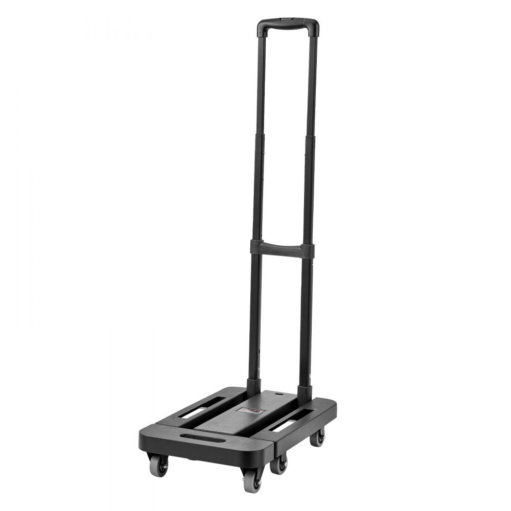 VEVOR Folding Hand Truck, 500 lbs Load Capacity, Collapsible Luggage Cart with 6 Wheels, 2 Elastic Ropes & Expandable Base, Utility Dolly Platform Cart for Airport Travel Luggage Office Moving, Black