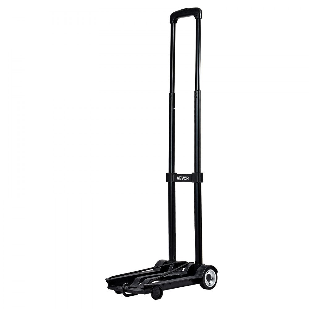 VEVOR Folding Hand Truck, 110 lbs Load Capacity, Collapsible Luggage Cart with 2 Wheels & 1 Elastic Rope, Utility Dolly Platform Cart for Airport Travel Furniture Luggage Office Moving, Black