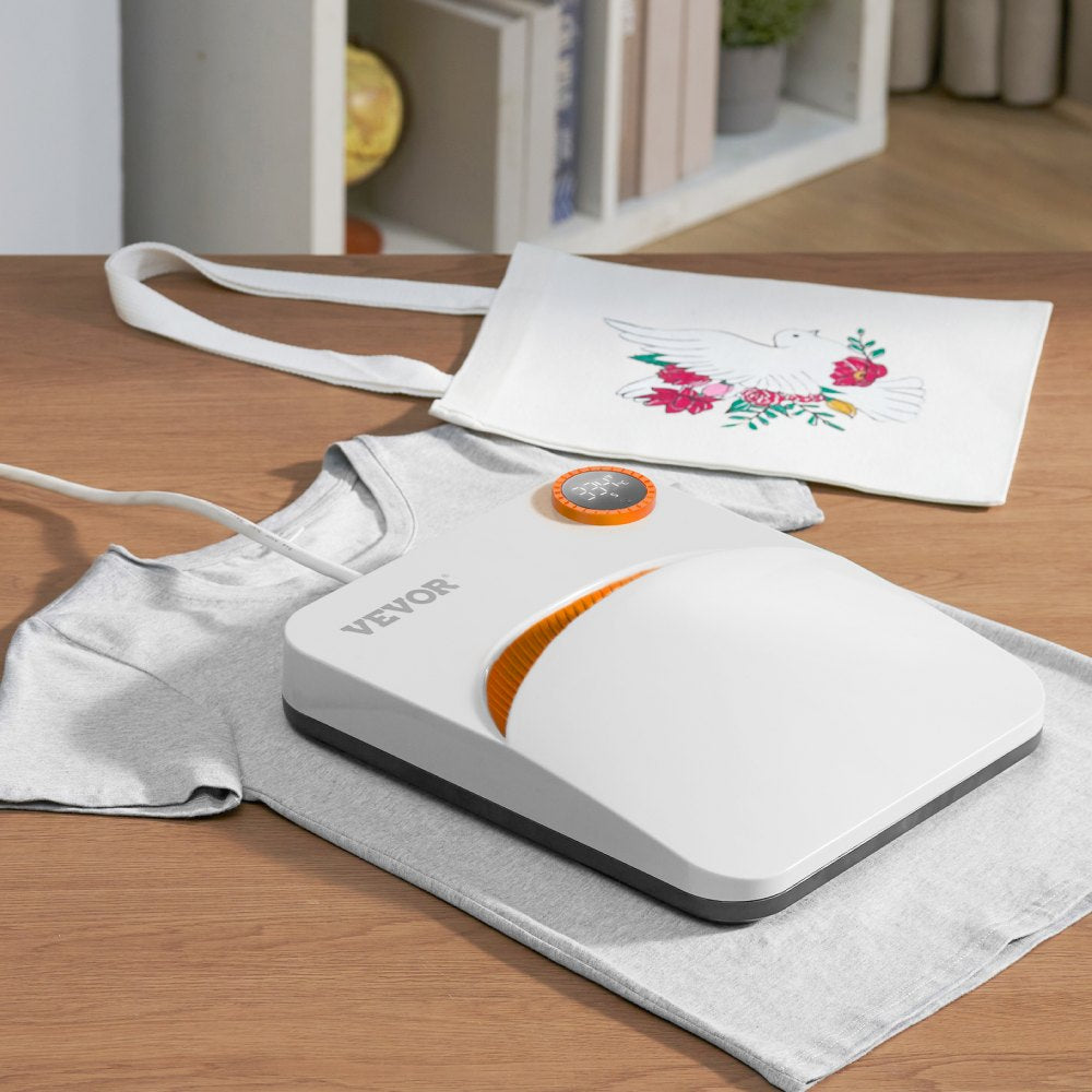 VEVOR Heat Press Machine, 7x6 inches Portable Shirt Printing Multifunctional Sublimation Transfer Heat Press Machine PTFE Coated, Easy Iron-on Press for T-shirts/Bags/HTV/Pillows Vinyl Projects