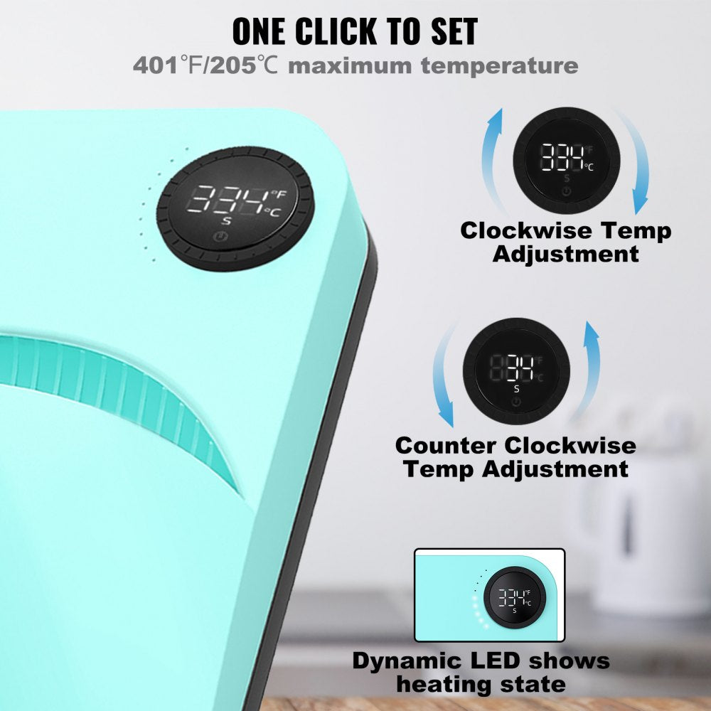 VEVOR Heat Press Machine,9x9inches Portable Shirt Printing Multifunctional Sublimation Transfer Heat Press Machine PTFE Coated, Easy Iron-on Press for T-shirts/Bags/Pillows/HTV Vinyl Projects