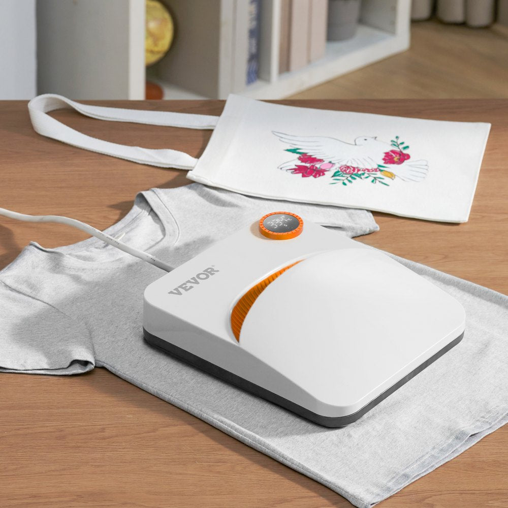 VEVOR Heat Press Machine,9x9inches Portable Shirt Printing Multifunctional Sublimation Transfer Heat Press Machine PTFE Coated, Easy Iron-on Press for T-shirts/HTV Vinyl/Bags/Pillows Projects