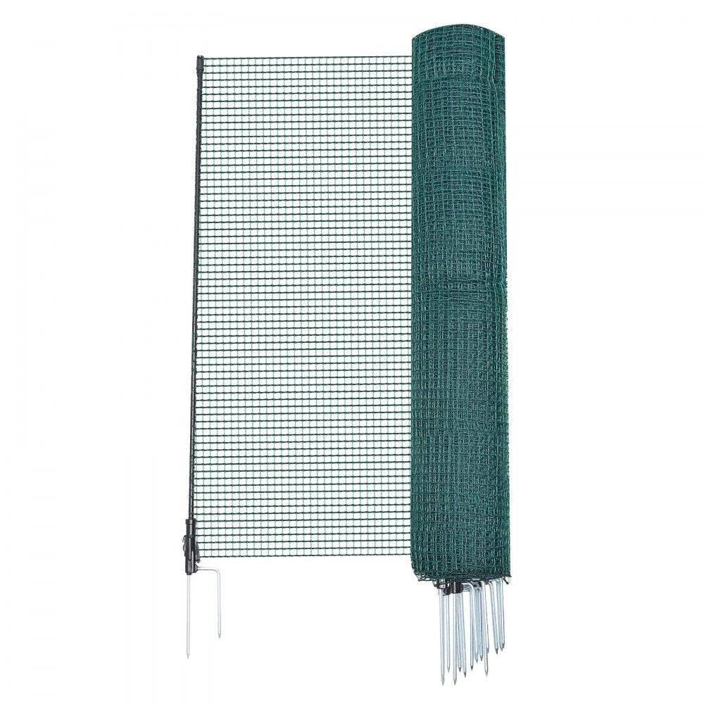 VEVOR Temporary Fence with Posts, 3.9 x 49.2 FT Plastic Mesh Fencing, Garden Safety Fences Netting with Double-Spike Stakes & Guy Ropes, Temporary Fence for Dogs, Chickens, Plants, Outdoor Yards
