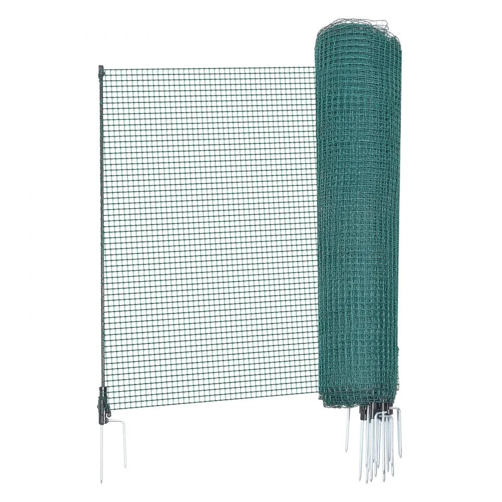 VEVOR Temporary Fence with Posts, 3 x 98.4 FT Plastic Mesh Fencing, Garden Safety Fences Netting with Double-Spike Stakes & Guy Ropes, Temporary Fence for Dogs, Chickens, Plants, Outdoor Yards