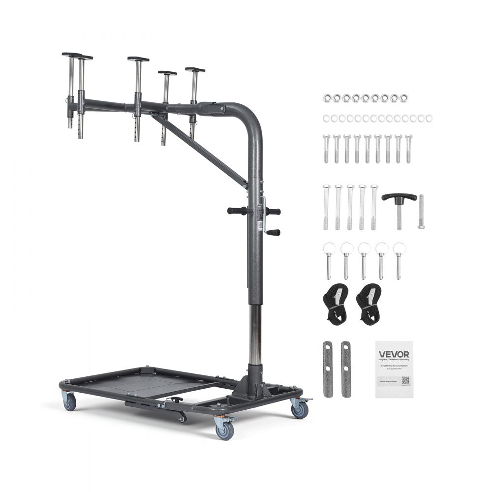 VEVOR Hard Top Remover Lift, 220 lbs, Foldable Jeep Hardtop Removal and Storage System, Easy One-Person Operation, Adjustable Height, for Jeep Wrangler YJ, TJ, JK, JL, 4XE, Ford Bronco 4 Door & 6 Gen+