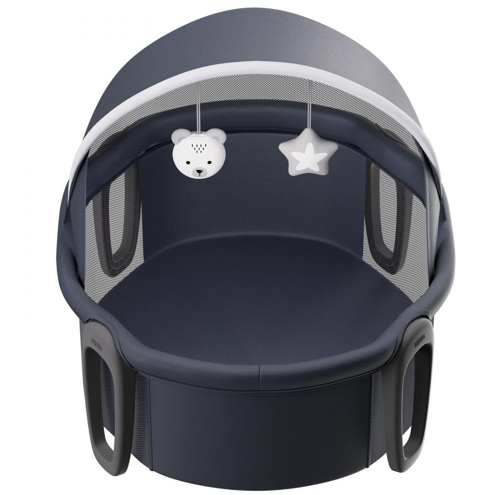 VEVOR Portable Baby Bassinet, On-The-Go Baby Dome with Canopy & Developmental Toys, Quick-Folding Travel Crib, Lightweight Baby Cradle Infant Bed for Indoors/Outdoors, Suitable for 0-6 Months Newborns