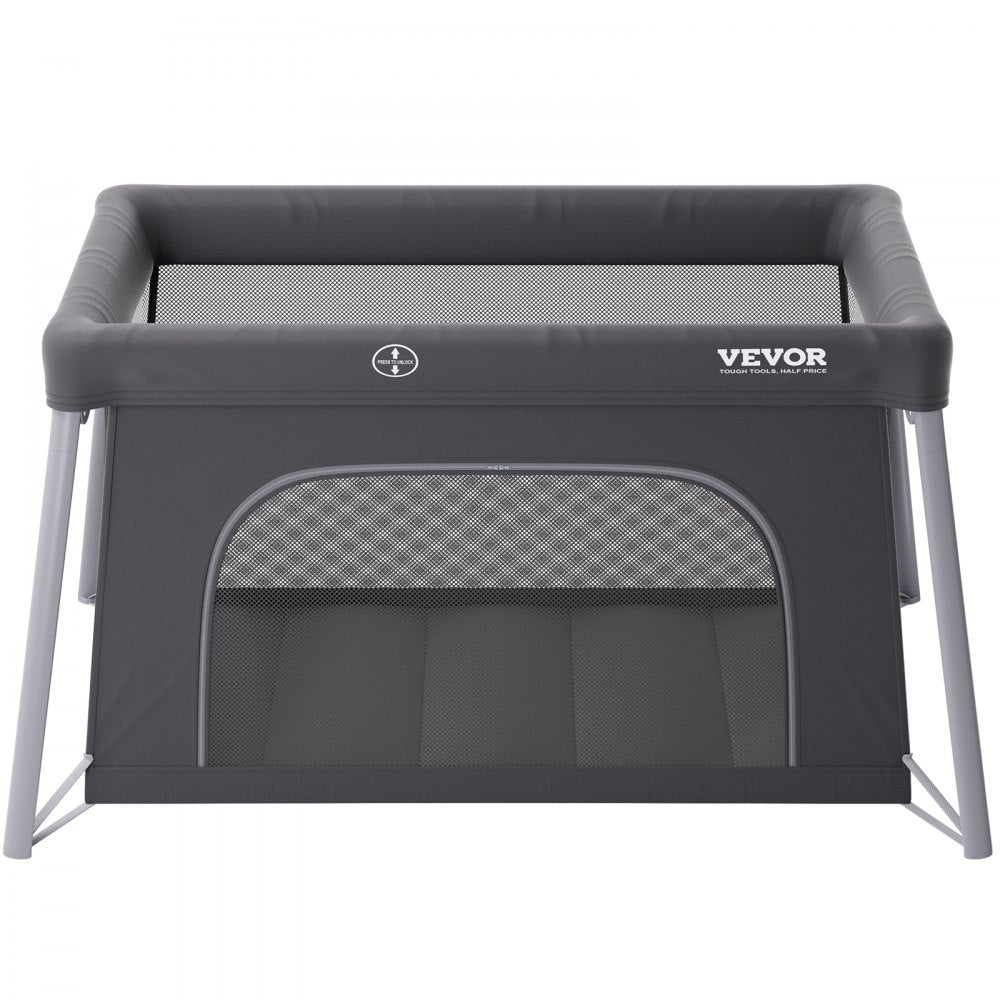 VEVOR Baby Travel Crib and Play Yard, Folding Baby Playpen with Zipper Gate & Soft Mattress, Portable Toddler Crib with Breathable Mesh, Travel Bag, Indoor/Outdoor Kids Activity Center for 0-36 Months