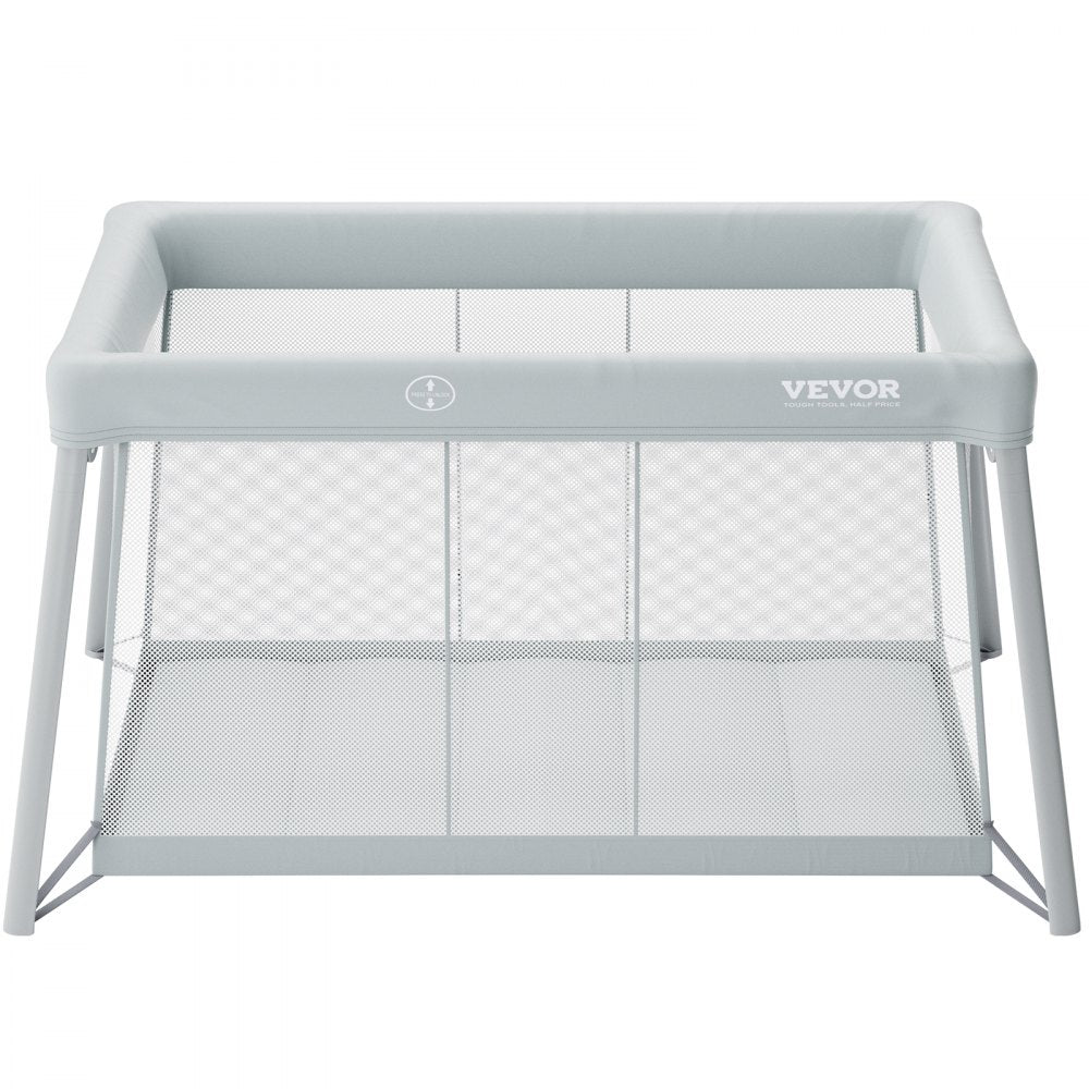 VEVOR Baby Travel Crib and Play Yard, Folding Baby Playpen with Soft Mattress Pad, Portable Toddlers Crib with Breathable Mesh and Travel Bag, Indoor/Outdoor Kid Activity Center for 0-36 Months Babies
