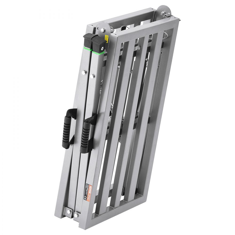VEVOR Work Platform, 4 Gear Adjustable Height, Folding Alloy Steel Step Ladder, Portable Scaffolding Platform, 800 lb Load Capacity, Non-Slip Rubber Feet, Drywall Painting Stool, Cleaning & Washing