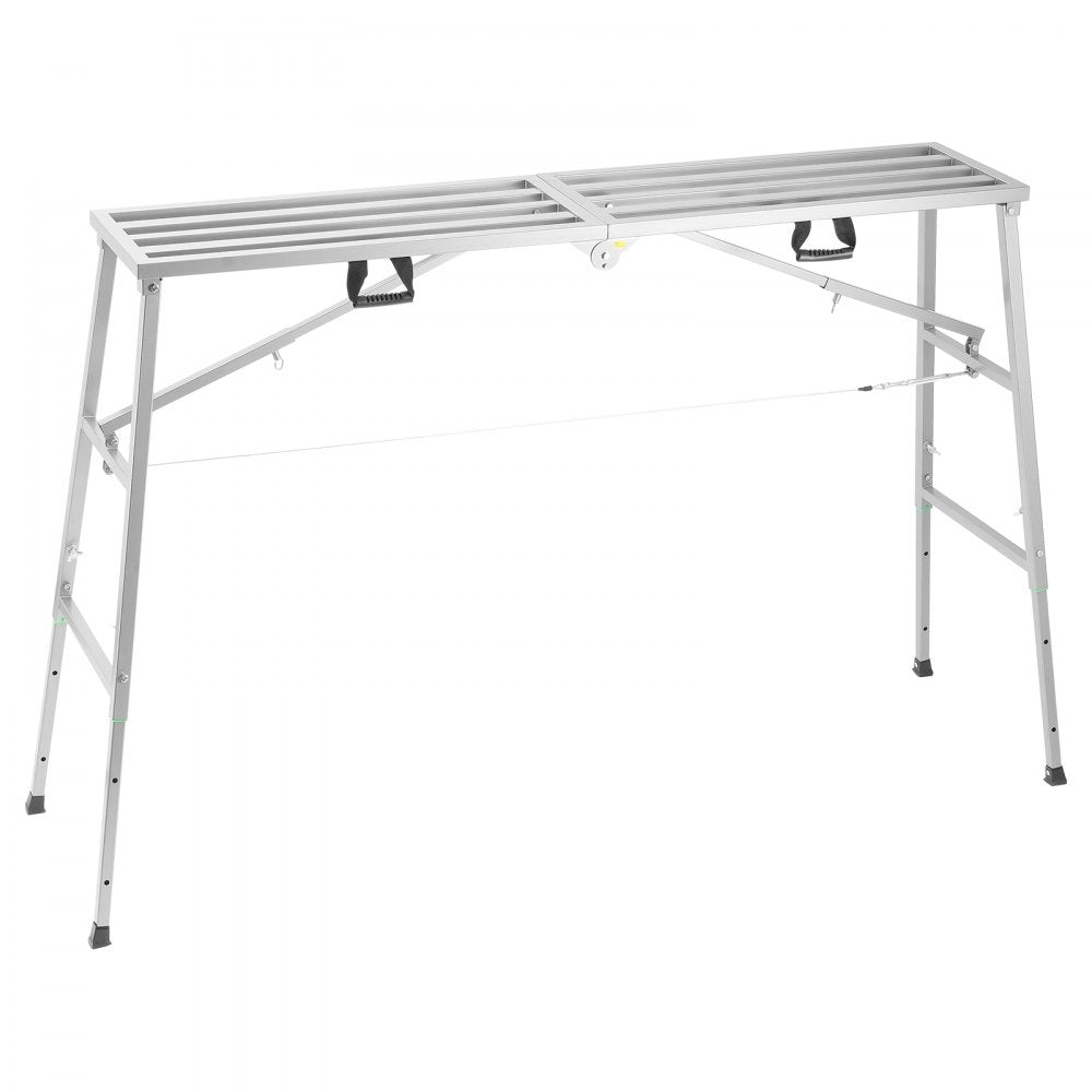 VEVOR Work Platform, 4 Gear Adjustable Height, Folding Alloy Steel Step Ladder, Portable Scaffolding Platform, 880 lb Load Capacity, Non-Slip Rubber Feet, Drywall Painting Stool, Cleaning & Washing