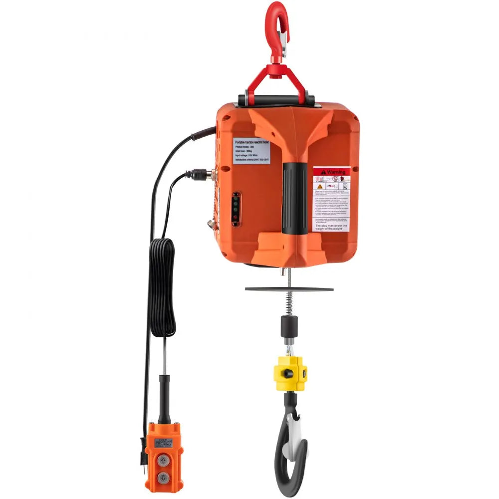 VEVOR 3-in-1 Electric Hoist Winch, 1100lbs Portable Electric Winch, 110V Power Winch Crane, 25ft Lifting Height, with Wire, Wireless, Manual Remote Control, Overload Protection for Lifting Towing