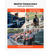 VEVOR Stadium Seat, Folding Bleacher Chair with Back Support and Thick Cushion, Padded Stadium Seat for Bleacher Includes Shoulder Strap, Hooks, Cup Holder, and Side Pocket, Black Bleachers Chair