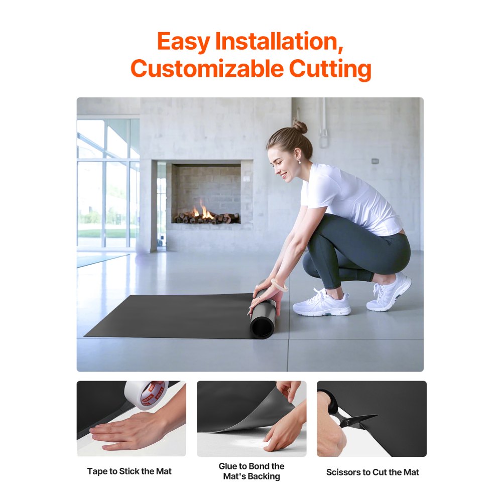 VEVOR Dance Floor, 6.6' x 3' Portable Yoga Mat with Organizer Bag, 1.5 mm Thick Workout Mats, Non-slip Floor Mats for Practicing at Home, Studios, Stage