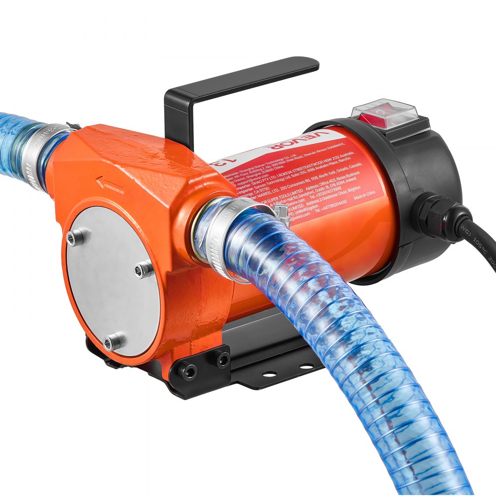 VEVOR Fuel Transfer Pump 12V DC 13 GPM Portable Electric Diesel Pump Kit, for Diesel and Kerosene, 1/5 HP Motor, Cast Iron Housing, with Manual Fuel Nozzle, Discharge Hose, Filter Screen, Hose Clamp