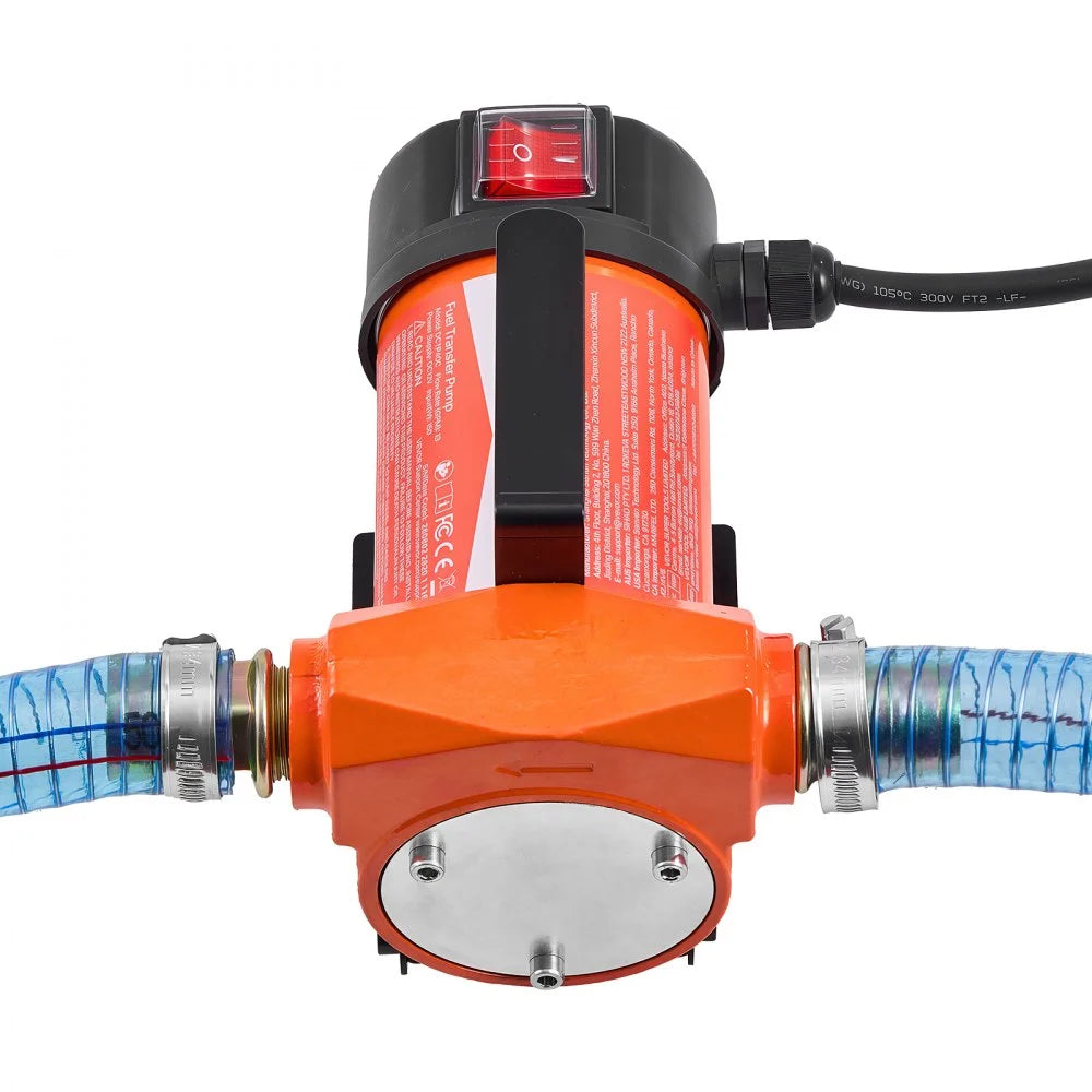 VEVOR Fuel Transfer Pump 12V DC 13 GPM Portable Electric Diesel Pump Kit, for Diesel and Kerosene, 1/5 HP Motor, Cast Iron Housing, with Manual Fuel Nozzle, Discharge Hose, Filter Screen, Hose Clamp