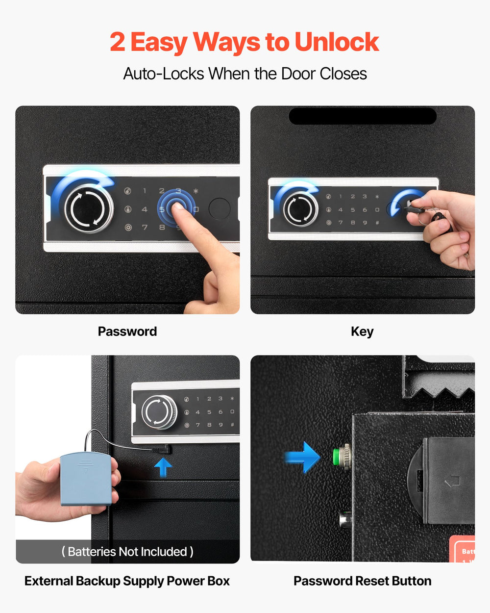 VEVOR Double Door Safe Box, 3.3 Cu. Ft, Heavy Duty Home Safe with Electronic Keypad, Anti-Theft, Digital Safety Lock Box with Key, Drop Slot, for Money, Firearm, Jewelry, Document, Valuables, Black