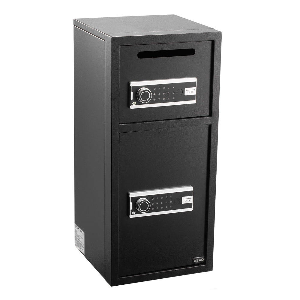 VEVOR Double Door Safe Box, 3.3 Cu. Ft, Heavy Duty Home Safe with Electronic Keypad, Anti-Theft, Digital Safety Lock Box with Key, Drop Slot, for Money, Firearm, Jewelry, Document, Valuables, Black