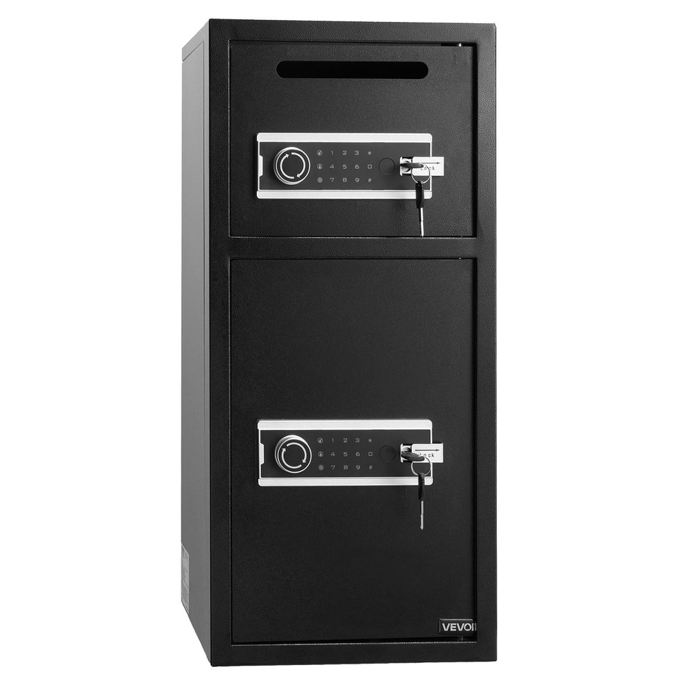 VEVOR Double Door Safe Box, 3.3 Cu. Ft, Heavy Duty Home Safe with Electronic Keypad, Anti-Theft, Digital Safety Lock Box with Key, Drop Slot, for Money, Firearm, Jewelry, Document, Valuables, Black