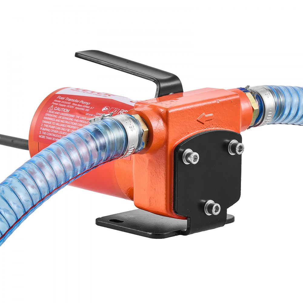 VEVOR Fuel Transfer Pump 12V DC 3.7 GPM Portable Electric Diesel Pump Kit, for Gasoline Diesel and Kerosene, 1/4 HP Motor, Cast Iron Housing, with Manual Fuel Nozzle, Discharge Hose, Filter Screen