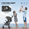 VEVOR Lightweight Stroller, Compact Easy Fold MultiPosition Recline Canopy Backrest, Carbon Steel Frame, Large Storage Basket,Cup Holder, Umbrella Toddler Baby Stroller for Travel, Dark Gray/Black
