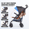 VEVOR Lightweight Stroller, Compact Easy Fold MultiPosition Recline Canopy Backrest, Carbon Steel Frame, Large Storage Basket, Umbrella Toddler Baby Stroller for Travel and More, Black/Blue